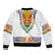 Haiti Flag Traditional Dashiki Sleeve Zip Bomber Jacket White Color
