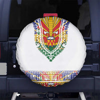 Haiti Flag Traditional Dashiki Spare Tire Cover White Color
