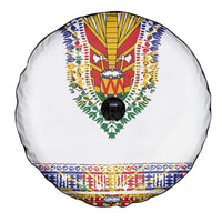 Haiti Flag Traditional Dashiki Spare Tire Cover White Color