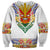 Haiti Flag Traditional Dashiki Sweatshirt White Color