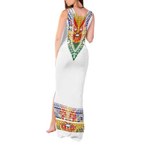 Haiti Flag Traditional Dashiki Tank Maxi Dress White Color