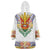 Haiti Flag Traditional Dashiki Wearable Blanket Hoodie White Color