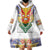 Haiti Flag Traditional Dashiki Wearable Blanket Hoodie White Color