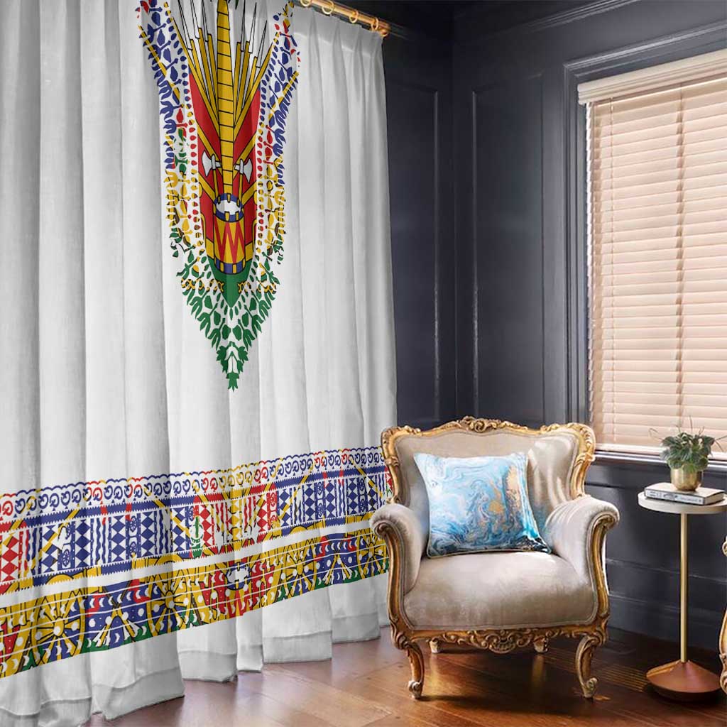 Haiti Flag Traditional Dashiki Window Curtain White Color