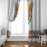 Haiti Flag Traditional Dashiki Window Curtain White Color
