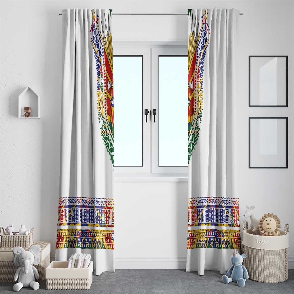 Haiti Flag Traditional Dashiki Window Curtain White Color