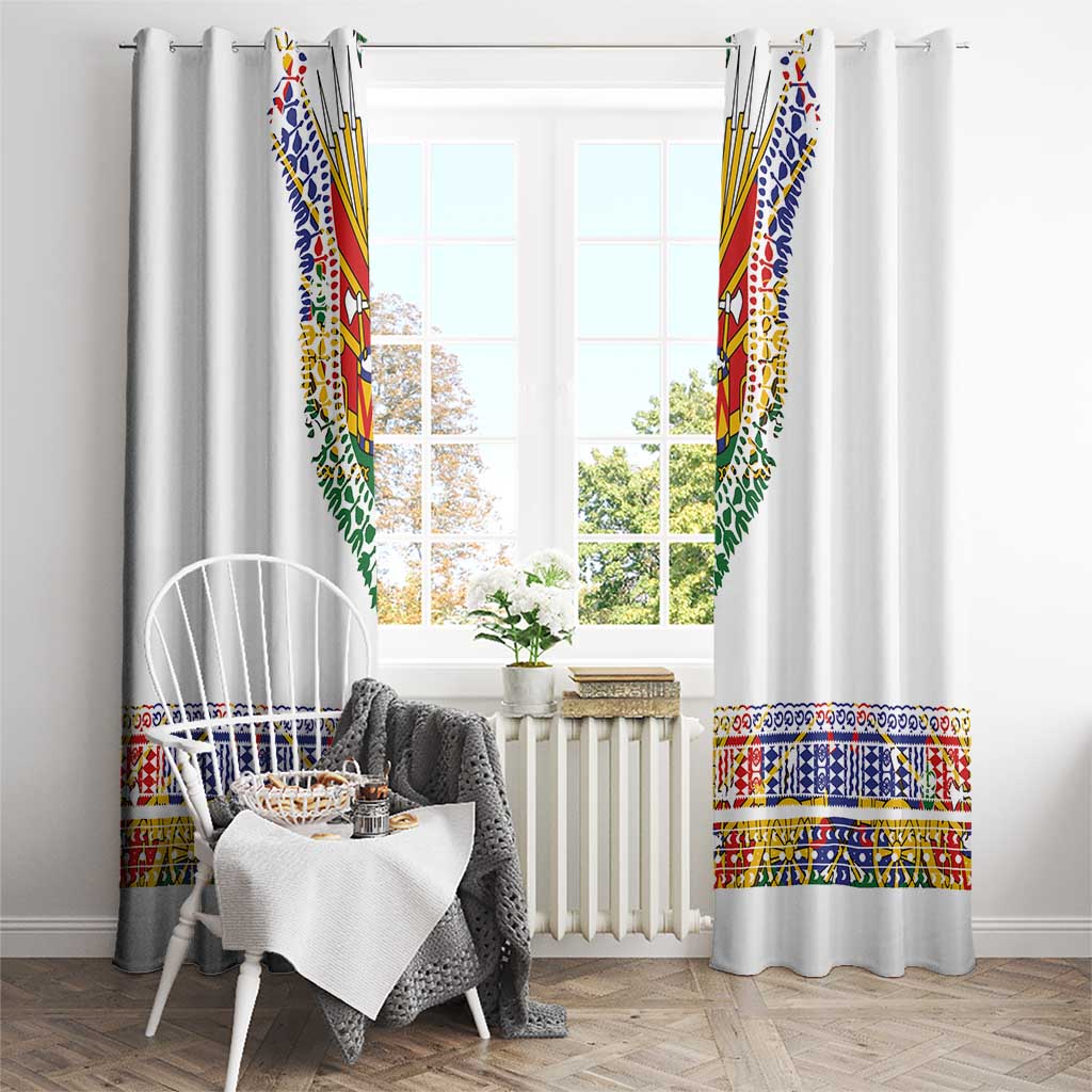 Haiti Flag Traditional Dashiki Window Curtain White Color