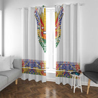 Haiti Flag Traditional Dashiki Window Curtain White Color