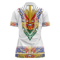 Haiti Flag Traditional Dashiki Women Polo Shirt White Color