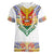 Haiti Flag Traditional Dashiki Women V-Neck T-Shirt White Color