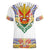 Haiti Flag Traditional Dashiki Women V-Neck T-Shirt White Color