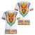 Haiti Flag Traditional Dashiki Women V-Neck T-Shirt White Color
