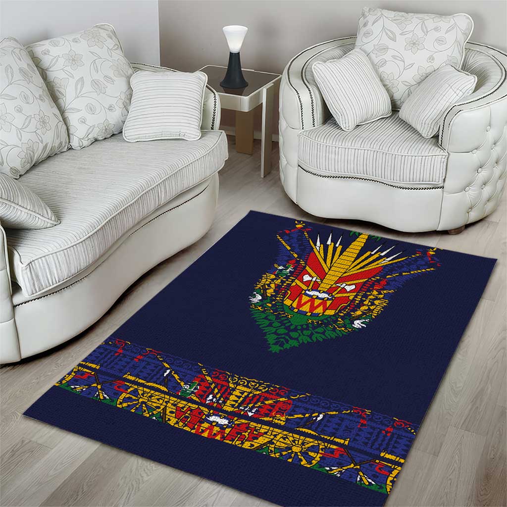 Haiti Flag Traditional Dashiki Area Rug Black Color