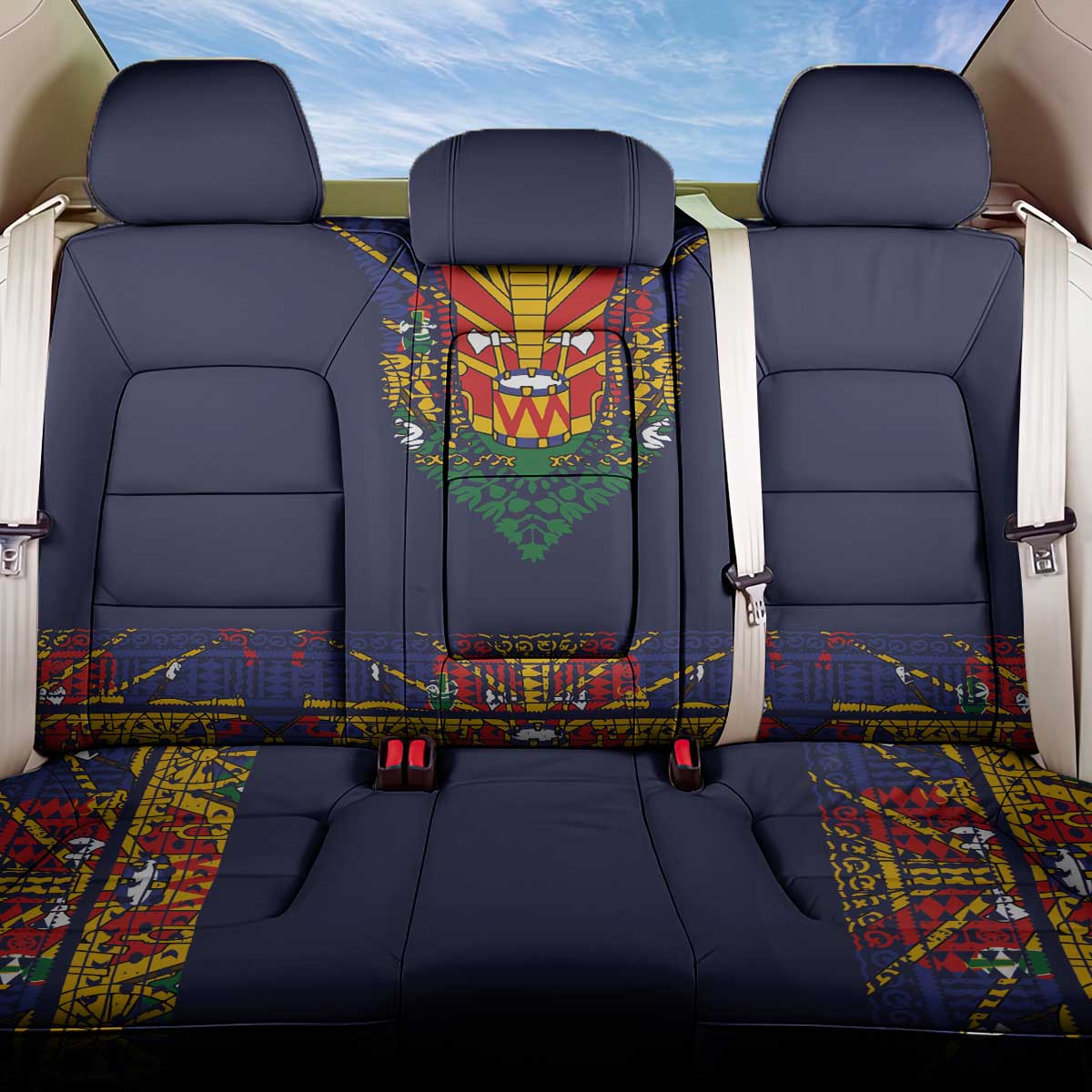 Haiti Flag Traditional Dashiki Back Car Seat Cover Black Color