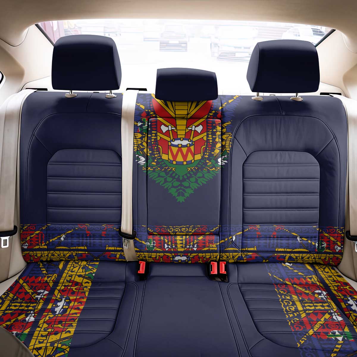 Haiti Flag Traditional Dashiki Back Car Seat Cover Black Color