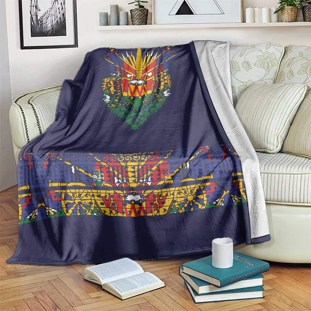 Haiti Flag Traditional Dashiki Blanket Black Color