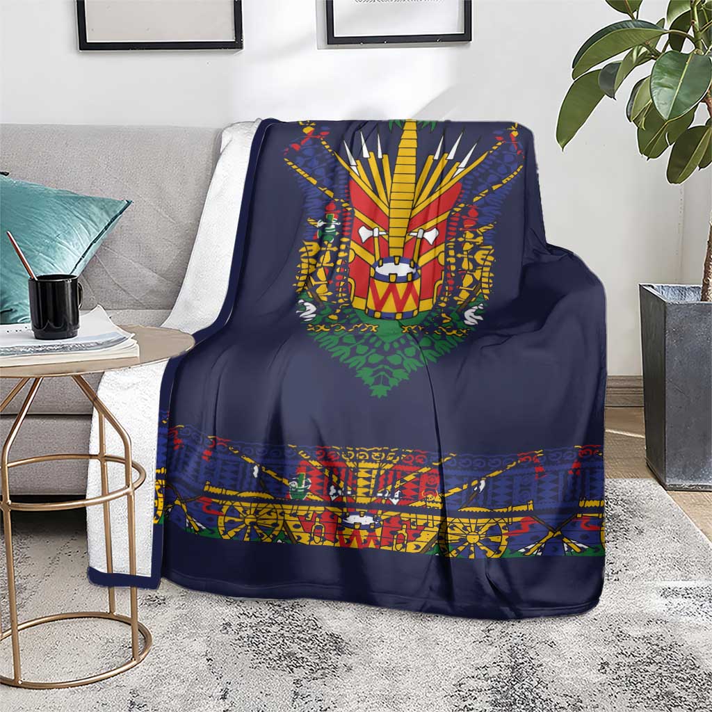Haiti Flag Traditional Dashiki Blanket Black Color