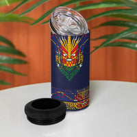 Haiti Flag Traditional Dashiki 4 in 1 Can Cooler Tumbler Black Color