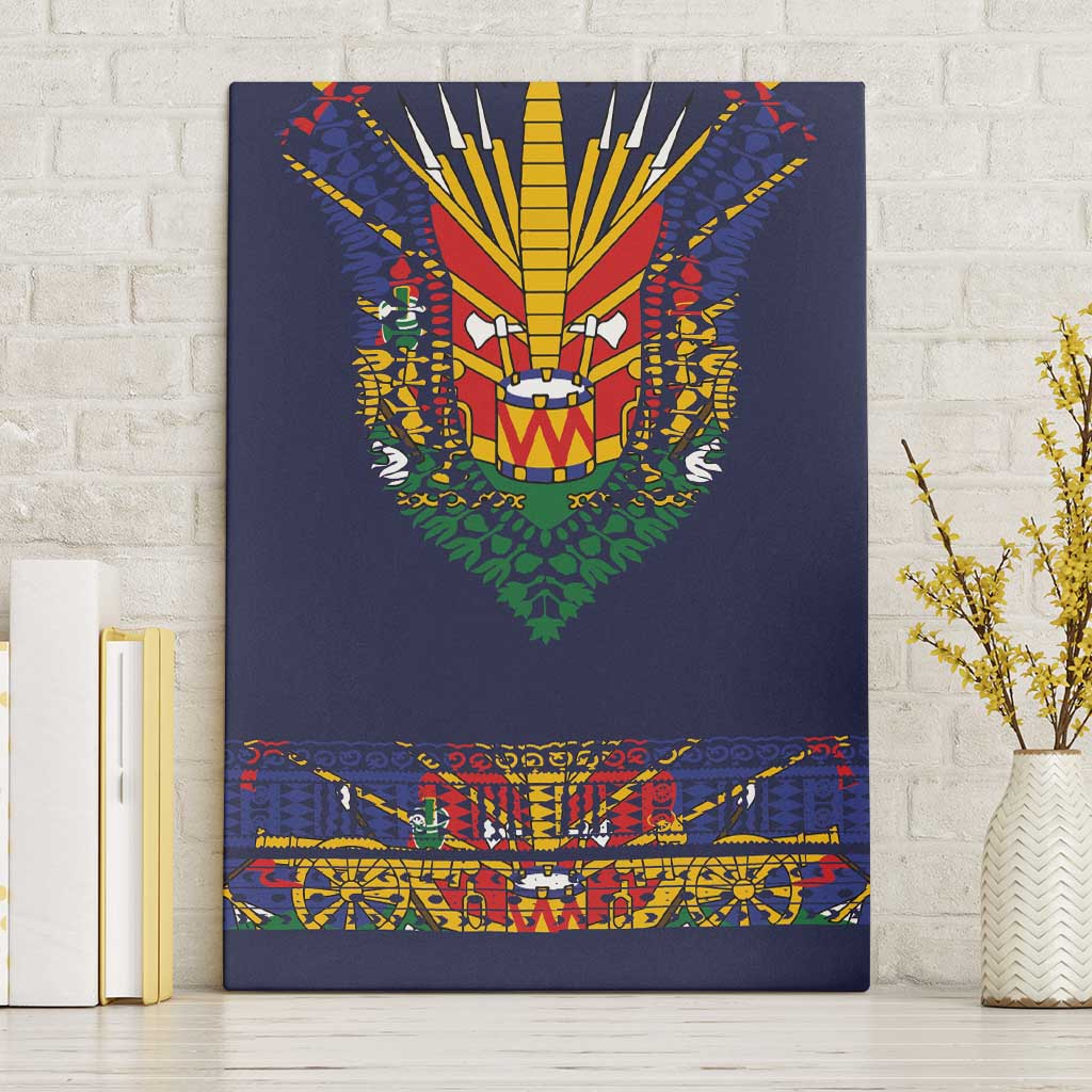 Haiti Flag Traditional Dashiki Canvas Wall Art Black Color