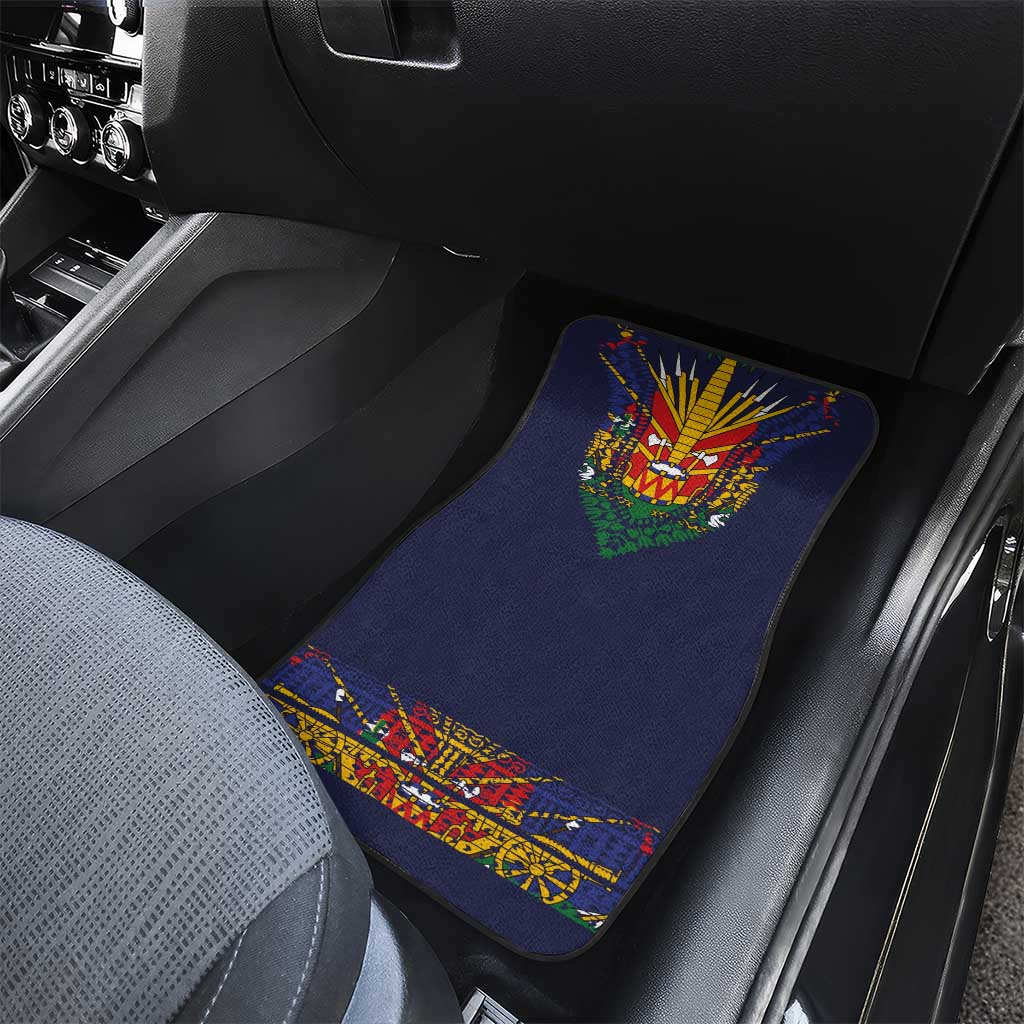 Haiti Flag Traditional Dashiki Car Mats Black Color