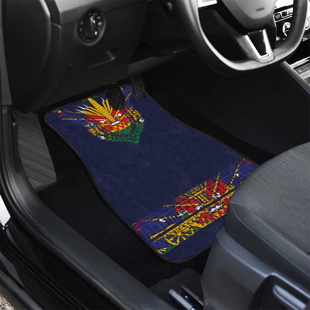Haiti Flag Traditional Dashiki Car Mats Black Color