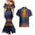 Haiti Flag Traditional Dashiki Couples Matching Mermaid Dress and Hawaiian Shirt Black Color