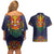 Haiti Flag Traditional Dashiki Couples Matching Off Shoulder Short Dress and Hawaiian Shirt Black Color