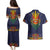 Haiti Flag Traditional Dashiki Couples Matching Puletasi and Hawaiian Shirt Black Color