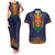 Haiti Flag Traditional Dashiki Couples Matching Tank Maxi Dress and Hawaiian Shirt Black Color