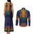 Haiti Flag Traditional Dashiki Couples Matching Tank Maxi Dress and Long Sleeve Button Shirt Black Color
