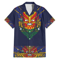 Haiti Flag Traditional Dashiki Family Matching Mermaid Dress and Hawaiian Shirt Black Color