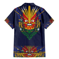 Haiti Flag Traditional Dashiki Family Matching Mermaid Dress and Hawaiian Shirt Black Color