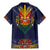 Haiti Flag Traditional Dashiki Family Matching Mermaid Dress and Hawaiian Shirt Black Color
