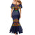 Haiti Flag Traditional Dashiki Family Matching Mermaid Dress and Hawaiian Shirt Black Color