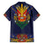 Haiti Flag Traditional Dashiki Family Matching Off The Shoulder Long Sleeve Dress and Hawaiian Shirt Black Color