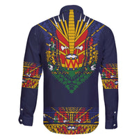 Haiti Flag Traditional Dashiki Family Matching Off The Shoulder Long Sleeve Dress and Hawaiian Shirt Black Color