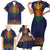 Haiti Flag Traditional Dashiki Family Matching Short Sleeve Bodycon Dress and Hawaiian Shirt Black Color