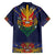 Haiti Flag Traditional Dashiki Family Matching Short Sleeve Bodycon Dress and Hawaiian Shirt Black Color
