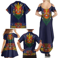 Haiti Flag Traditional Dashiki Family Matching Summer Maxi Dress and Hawaiian Shirt Black Color