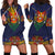 Haiti Flag Traditional Dashiki Hoodie Dress Black Color