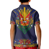 Haiti Flag Traditional Dashiki Kid Polo Shirt Black Color