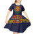 Haiti Flag Traditional Dashiki Kid Short Sleeve Dress Black Color