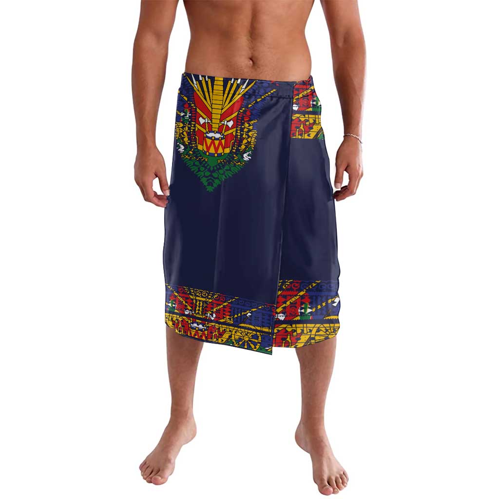 Haiti Flag Traditional Dashiki Lavalava Black Color
