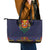 Haiti Flag Traditional Dashiki Leather Tote Bag Black Color