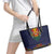 Haiti Flag Traditional Dashiki Leather Tote Bag Black Color