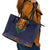 Haiti Flag Traditional Dashiki Leather Tote Bag Black Color