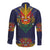 Haiti Flag Traditional Dashiki Long Sleeve Button Shirt Black Color