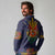 Haiti Flag Traditional Dashiki Long Sleeve Polo Shirt Black Color