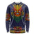 Haiti Flag Traditional Dashiki Long Sleeve Shirt Black Color