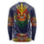 Haiti Flag Traditional Dashiki Long Sleeve Shirt Black Color